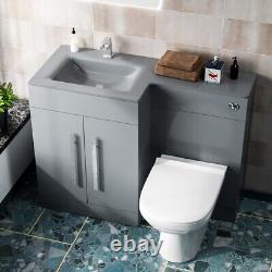 LH 600mm Grey Vanity Cabinet Basin with WC Unit And BTW Toilet Ason