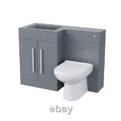 LH 600mm Grey Vanity Cabinet Basin with WC Unit And BTW Toilet Ason