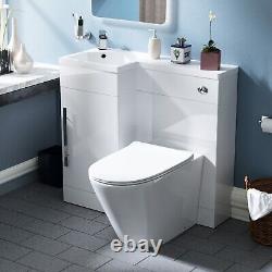 LH 900mm White Vanity Basin Unit, WC Unit & Ellis UF Back to Wall Toilet