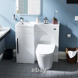 LH 900mm White Vanity Basin Unit, WC Unit & Ellis UF Back to Wall Toilet