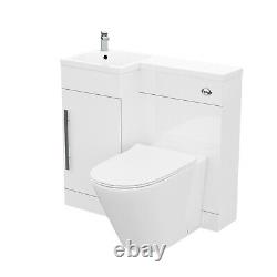 LH 900mm White Vanity Basin Unit, WC Unit & Ellis UF Back to Wall Toilet