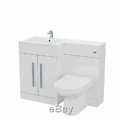 LH Vanity Sink Basin Unit Back to Wall WC Rimless Toilet Bathroom Suit Aron