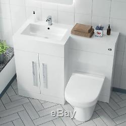 LH Vanity Sink Basin Unit Back to Wall WC Rimless Toilet Bathroom Suit Debra