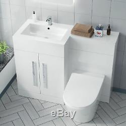 LH Vanity Sink Unit Back to Wall WC Rimless Toilet Bathroom Suit Aric