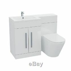 LH Vanity Sink Unit Back to Wall WC Rimless Toilet Bathroom Suit Aron
