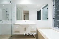 Large Frameless Glass Bathroom Vanity Mirror & Wall Hanging Fixings