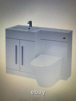 Left Handed Vanity Sink Unit Back to Wall WC Rimless Toilet Bathroom