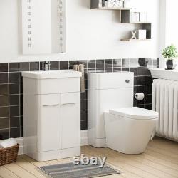 Lex White 500mm Vanity Basin WC Unit & Ellis Back to Wall Toilet