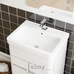 Lex White 500mm Vanity Basin WC Unit & Ellis Back to Wall Toilet