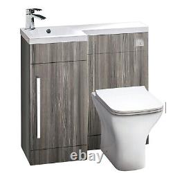 Lili 900 L Shape Vanity Pack Avola Grey Left Hand with BTW Pan, Cistern and Tap