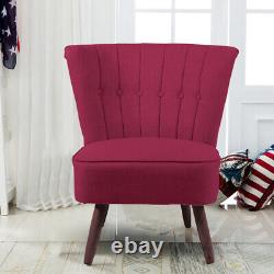 Linen Fabric Tub Shell Back Armchair Sofa Vanity Bedroom Dressing Dining Chair