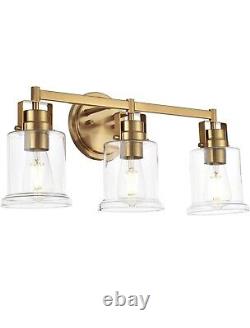 Lucidce Vanity Light Fixtures Brushed Brass Bathroom Wall 3 Lights Mounted