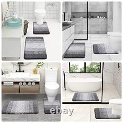 Luxury Bathroom Rugs Sets 3 Piece, Soft Absorbent 30x20+24x16+20x20 Grey
