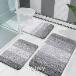 Luxury Bathroom Rugs Sets 3 Piece, Soft Absorbent 30x20+24x16+20x20 Grey