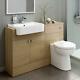 Luxury Oak Vanity Basin Sink Unit + Back To Wall Toilet Storage Furniture Set