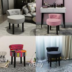 Luxury Velvet Dressing Table Stool Black Legs Vanity Upholstered Bedroom Chair