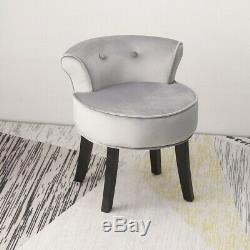 Luxury Velvet Dressing Table Stool Black Legs Vanity Upholstered Bedroom Chair