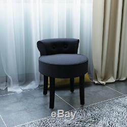 Luxury Velvet Dressing Table Stool Black Legs Vanity Upholstered Bedroom Chair