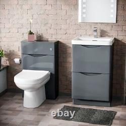 Lyndon 500mm 2 Drawer Vanity Basin Unit, WC Unit & Elso Back to Wall Toilet Grey