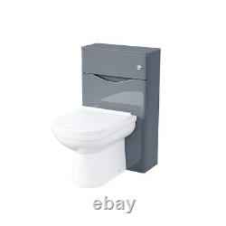 Lyndon 500mm 2 Drawer Vanity Basin Unit, WC Unit & Elso Back to Wall Toilet Grey