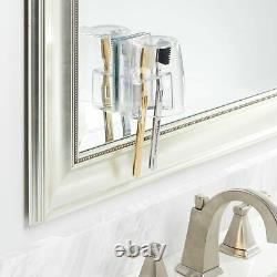 MDesign Bathroom Vanity Toothbrush Holder with Cup/Cover Clear/Mirror Back