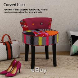 Makeup Dressing Table Stool Bedroom Back Chair Padded Seat Vanity Stool 4 Legs