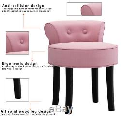 Makeup Dressing Table Stool Bedroom Back Chair Padded Seat Vanity Stool 4 Legs