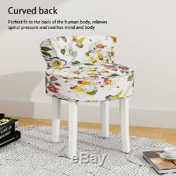 Makeup Dressing Table Stool Bedroom Back Chair Padded Seat Vanity Stool 4 Legs