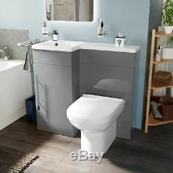 Manifold Bathroom Light Grey Basin Sink Vanity LH Unit WC Back To Wall Toilet