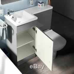 Manifold Bathroom Light Grey Basin Sink Vanity RH Unit WC Back To Wall Toilet