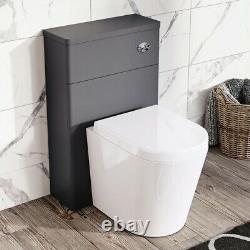 Matt Grey WC Unit Back To Wall Toilet Concealed Cistern Housing Bathroom 80cm