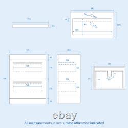 Matte Grey 1100mm 2 Drawers Basin Vanity, WC Unit & Back To Wall Toilet