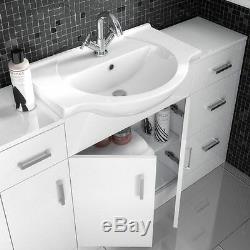 Mayford Bathroom Cloakroom Vanity Furniture Storage Units High Gloss White Rigid
