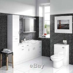 Mayford Bathroom Cloakroom Vanity Furniture Storage Units High Gloss White Rigid