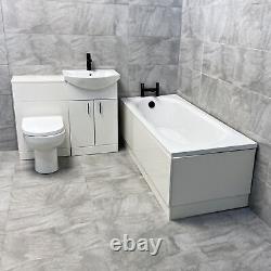 Mediterranean 1050mm White Vanity Bath Suite with Black Handles + Taps