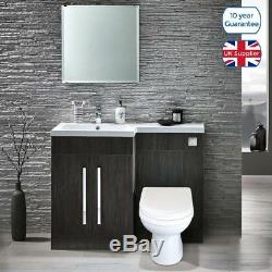 Melbourne LH Bathroom Grey Basin Sink Vanity Unit Back To Wall WC Toilet