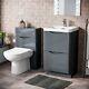 Merton 500mm 2 Drawer Vanity Basin Unit, Wc Unit & Elso Back To Wall Toilet Grey