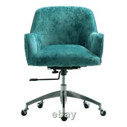 Mid Back Velvet Height Adjustable Swivel Office Chair Vanity Armchair withWheels