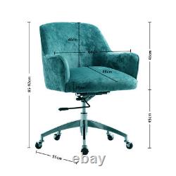 Mid Back Velvet Height Adjustable Swivel Office Chair Vanity Armchair withWheels