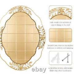 Mirrors for Wall, 22x29 Oval Metal Frame Decorative Mirror, Chic 22x29 Gold