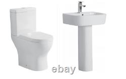 Modern Basin Sink + Close Coupled Toilet Set Bathroom Suite En suite Package