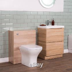Modern Bathroom Suite Curved Bath, Back to Wall Vanity Basin Unit & Toilet Feel