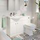 Modern Bathroom Toilet & Basin Sink Vanity Unit 1th Furniture 1155mm Matte White