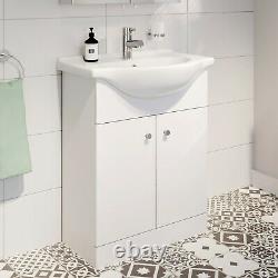 Modern Bathroom Toilet & Basin Sink Vanity Unit 1TH Furniture 1155mm Matte White
