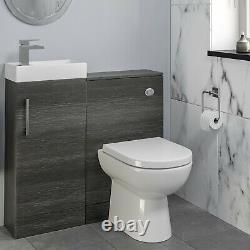 Modern Bathroom Toilet & Basin Sink Vanity Unit Furniture 900mm Charcoal Finish