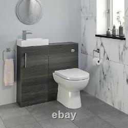 Modern Bathroom Toilet & Basin Sink Vanity Unit Furniture 900mm Charcoal Finish