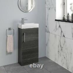 Modern Bathroom Toilet & Basin Sink Vanity Unit Furniture 900mm Charcoal Finish