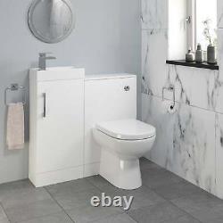 Modern Bathroom Toilet & Basin Sink Vanity Unit Furniture 900mm Gloss White