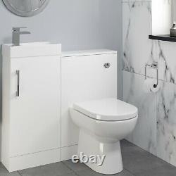 Modern Bathroom Toilet & Basin Sink Vanity Unit Furniture 900mm Gloss White