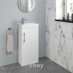 Modern Bathroom Toilet & Basin Sink Vanity Unit Furniture 900mm Gloss White